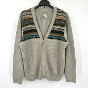 Vintage Scandia Woods Cardigan Acrylic Sweater Size XL Multicolor 80s Fair Isle